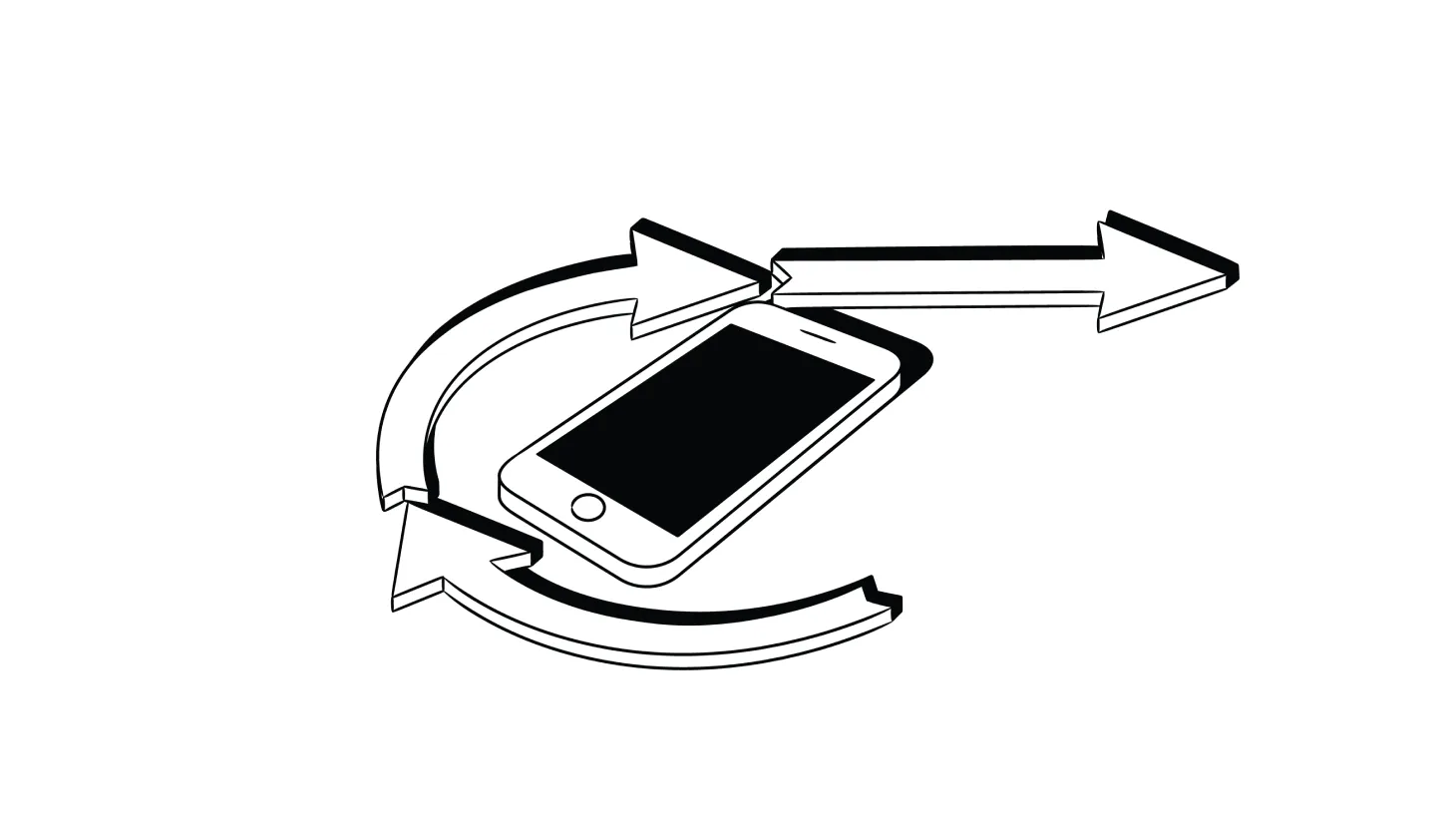 USPhoneBook opt out - lead illustration Illustration of a smartphone surrounded by arrows in the style of the USPhoneBook.com logo